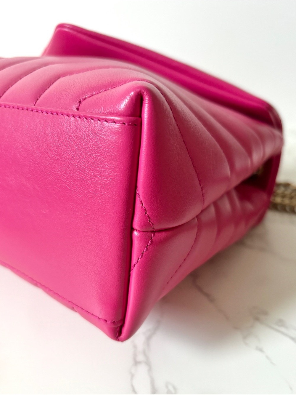 RARE Saint Laurent YSL Small Loulou Pink Fuchsia Shoulder Bag - Picture 9 of 17